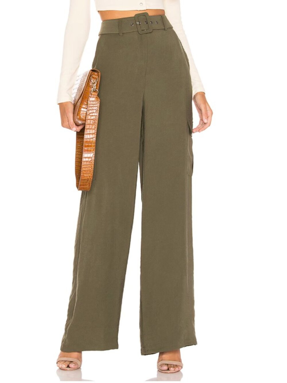 LOVER AND FRIENDS High Waist Green Pant with Belt